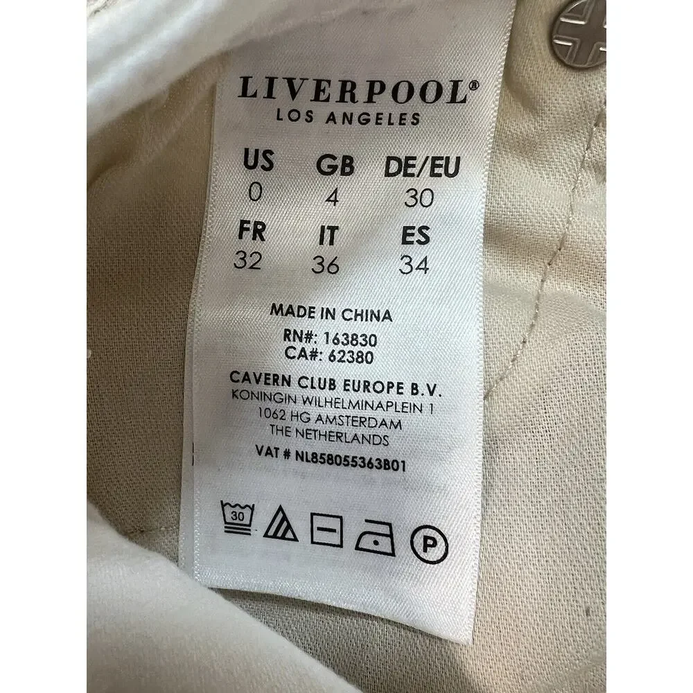 Liverpool the Girlfriend Cuffed JEAN‎ Mid Rise Distressed Denim Bone White 0/25